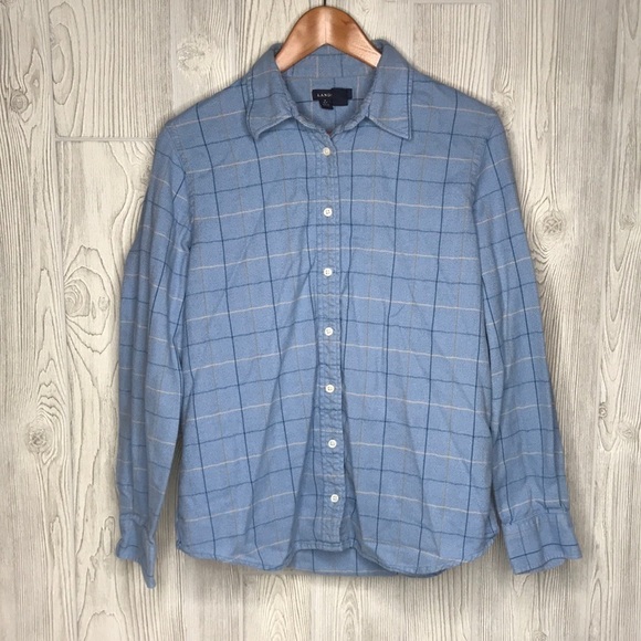 L.L. Bean Blue Plaid Flannel Button Shirt Up Size Medium - Picture 1 of 9